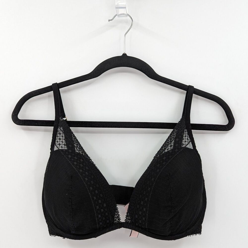 Incredible by Victoria's Secret Bra Women's 32DDD Black Lined Plunge